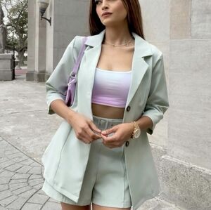 Green Blazer and Shorts Coord set
